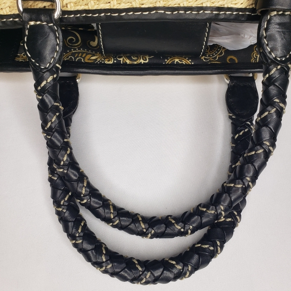 Brighton Black Tan Woven Tote - Picture 8 of 14